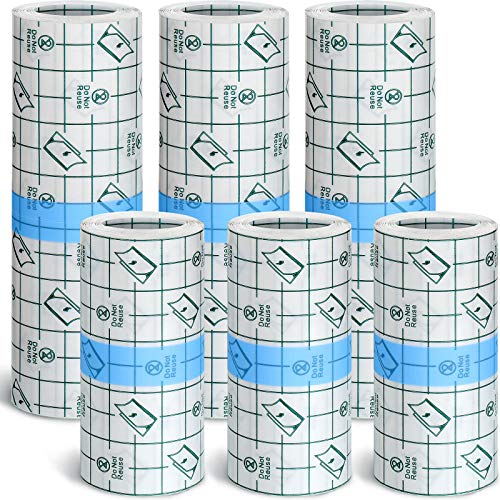 6 Rolls Transparent Stretch Adhesive Bandages Waterproof Tape Clear Protective Bandage Dressing Tape Transparent Film Dressing Tape 2 Sizes (4 Inch X 2.2 Yard, 6 Inch X 2.2 Yard) #TOP22