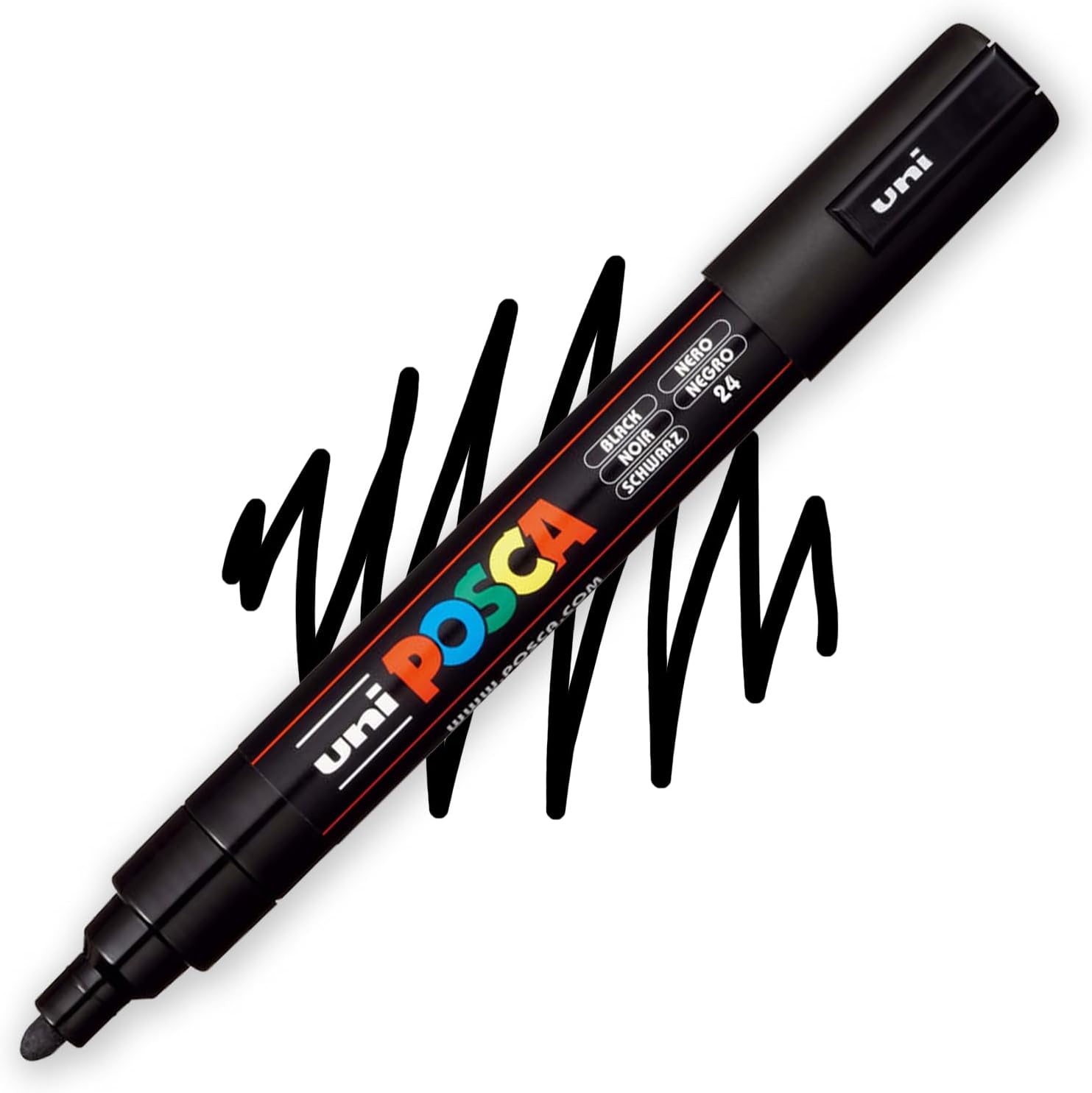 POSCA Black & White - Medium to Broad Set of 8 Pens (PC-17K, PC-8K, PC-5M, PC-3M)