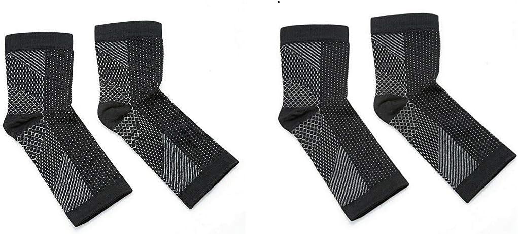 Set  of  2 Vita-Wear Copper Infused Magnetic Foot Support Compression Ankle Plantar Fasciitis Support Socks Fitness Walking Running Hiking (S/M, Black)