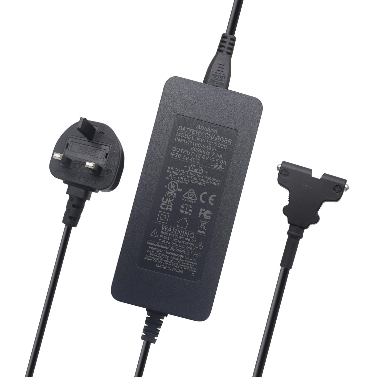 Abakoo Dynamic Smart 12 Volt 5 Amp, Two Stage, Heavy Duty, Golf Battery Charger for Powakaddy/Hillbilly Lead Acid Batteries with T Bar Connector