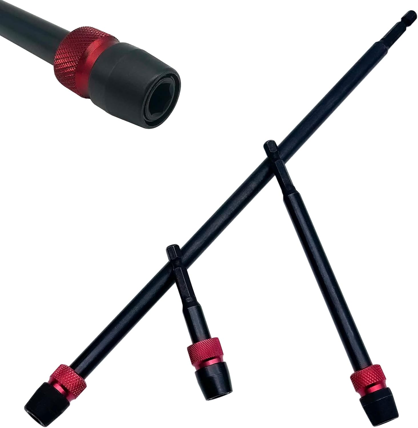 3 Pcs Drill Bit Holder Extension,1/4-Inch Hex Quick Change Extension Adapter,Impact Driver Extension,Universal Fit for Impact Driver Bits | 3", 6", 12" Long