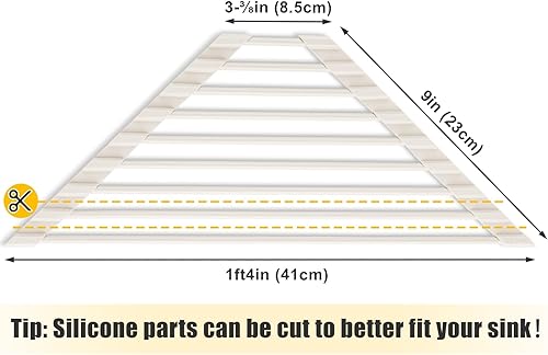 Miniatura 5 de Tomorotec Escurridor de platos compacto con revestimiento de silicona triangular para esquina del fregadero, organizador plegable de acero