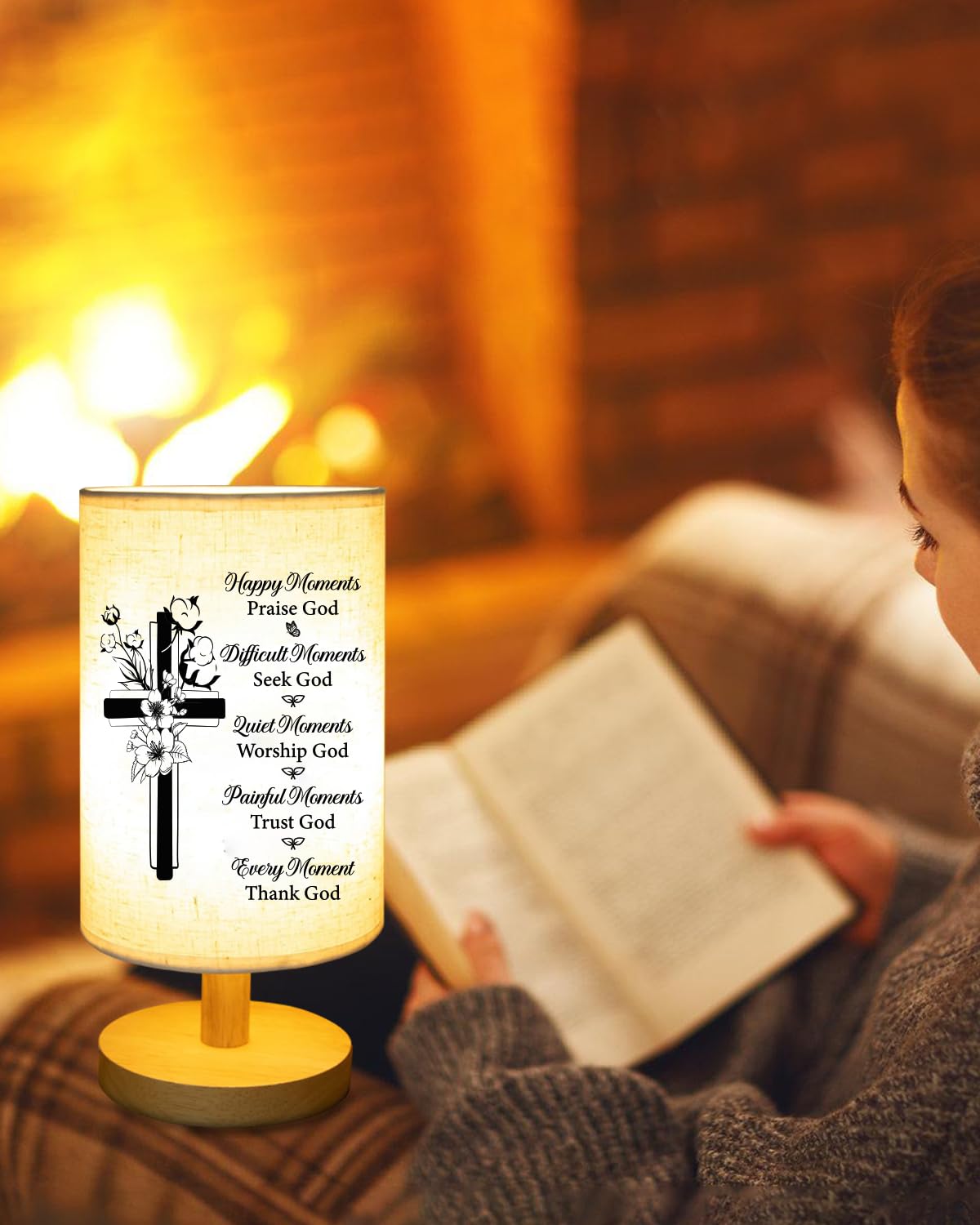 Christian Gifts for Women Faith, Inspirational Fabric Table Lamp, Graduation Birthday Religious Gift for Women, Sister, Friends, Bedside Table Lamp Christian Mothers Day Gifts