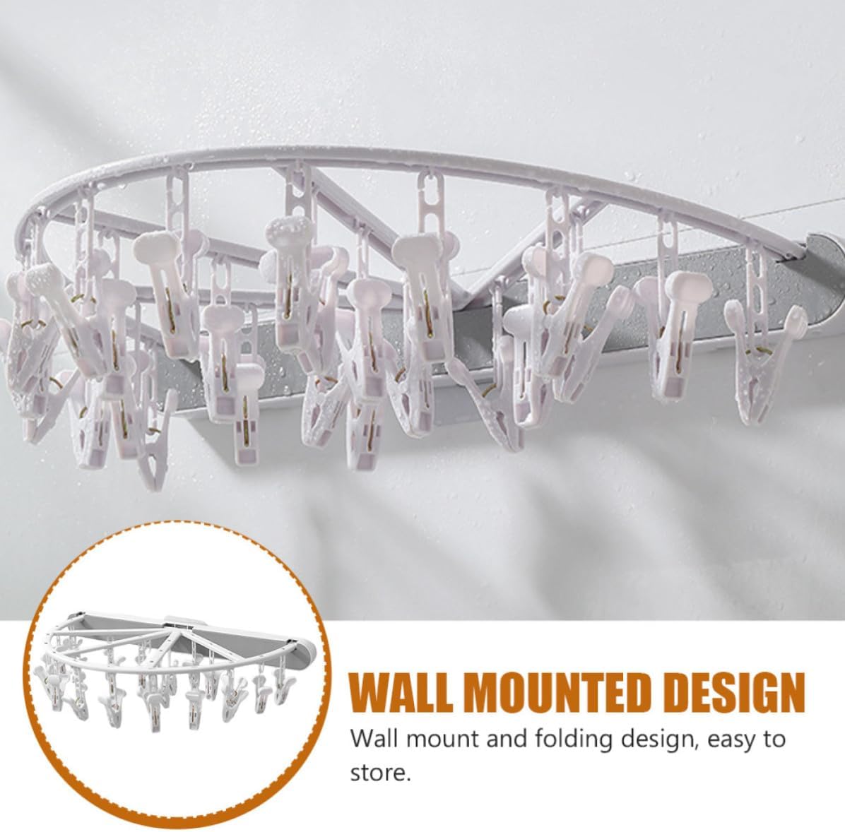 Foldable Round Sock Clip Rack Clothes Drying Hanger with Abs and Pp Material Prevents Clothes from Blowing for Drying on Balcony