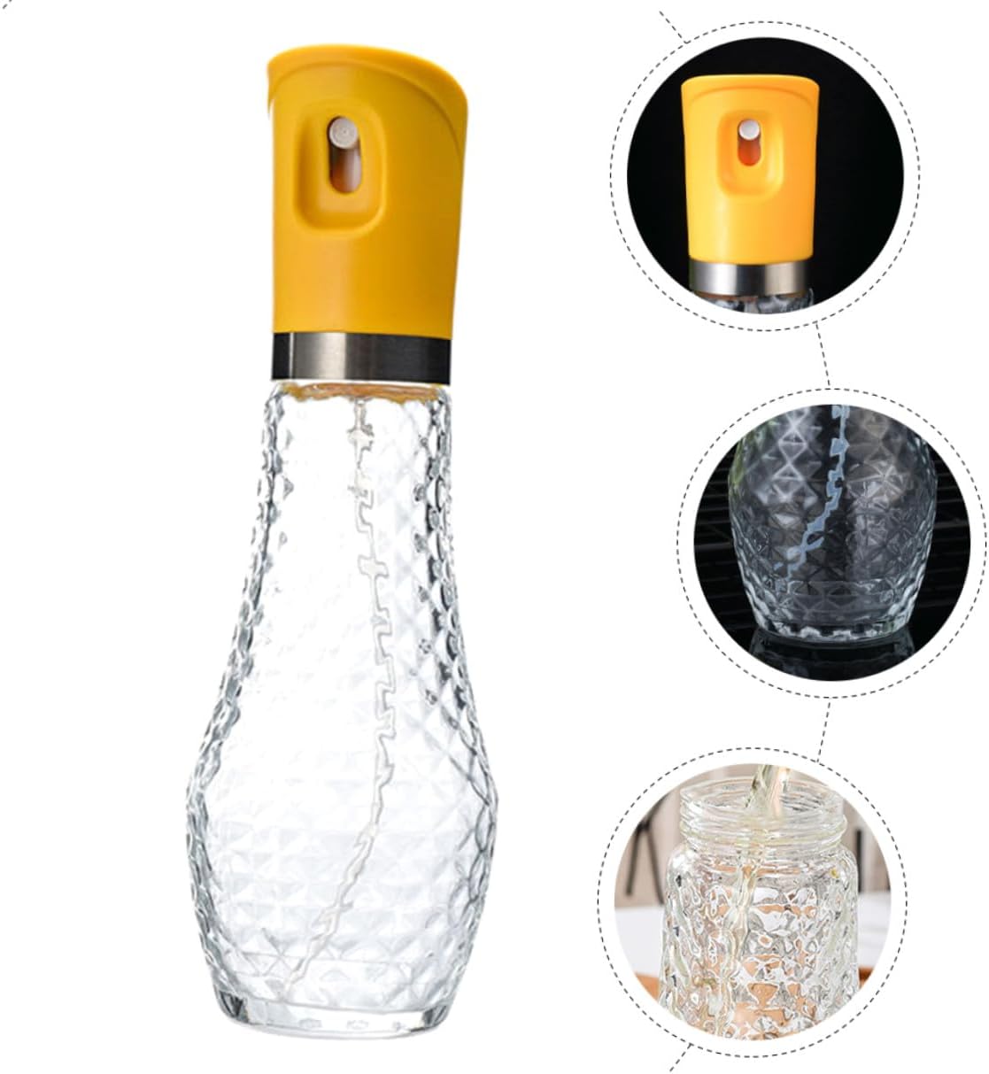 SHOWERORO Stainless Steel Glass Oil Sprayer Dispenser for Cooking Olive Oil Mister Leak-proof Design 500ml Kitchen Spray Bottle for Frying and BBQ