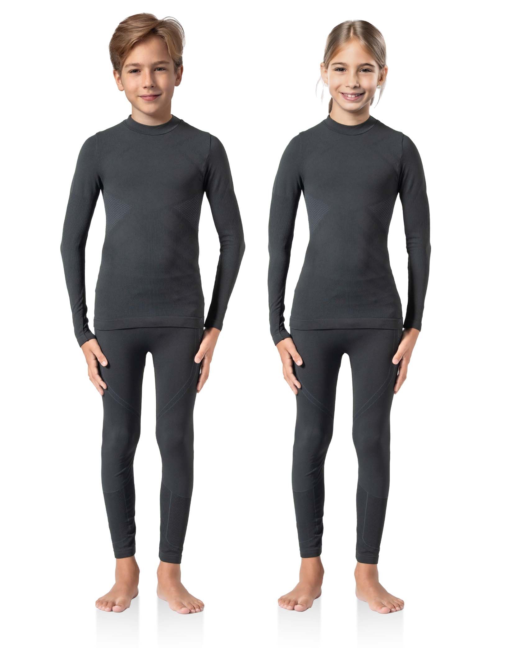 Risalti Maglia Termica Bambino Bambina e Calzamaglia Energy - Tuta Termica Bambino Unisex, Intimo Traspirante Senza Cuciture, Lupetto e Leggings Elasticizzati, Sci, Calcio, Ciclismo - Made in Italy