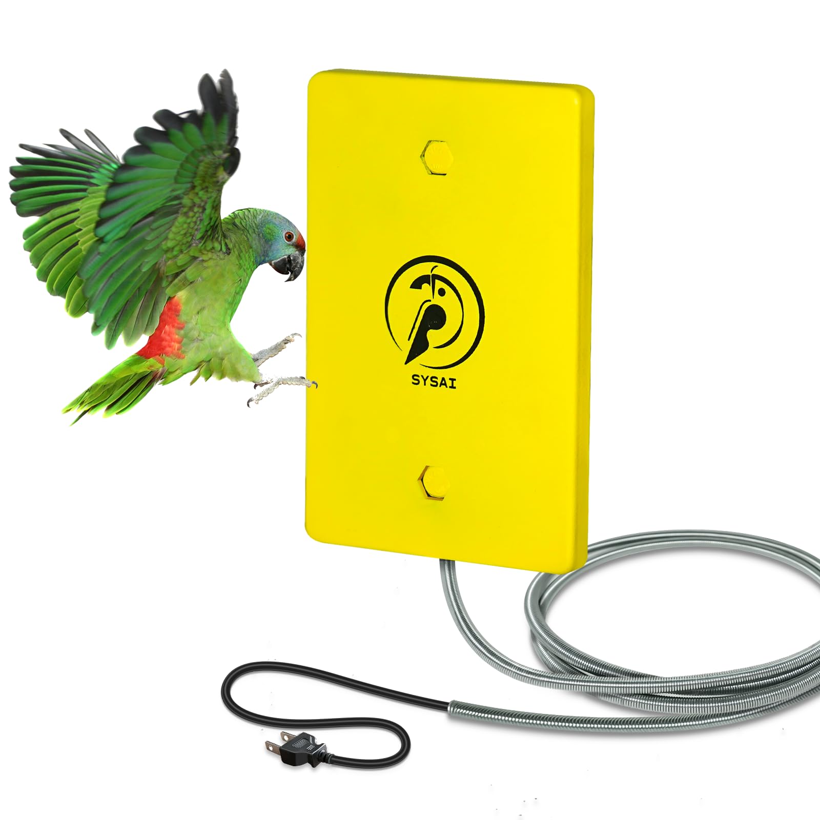 SYSAI Bird Warmer Snuggle Plate, Adjustable Temperature (104°F/113°F), 4x6 Inch Snuggle-Up Warming Pad for Small Birds - Parakeets, Cockatiels, Conures - Cage Mount Bird Heater