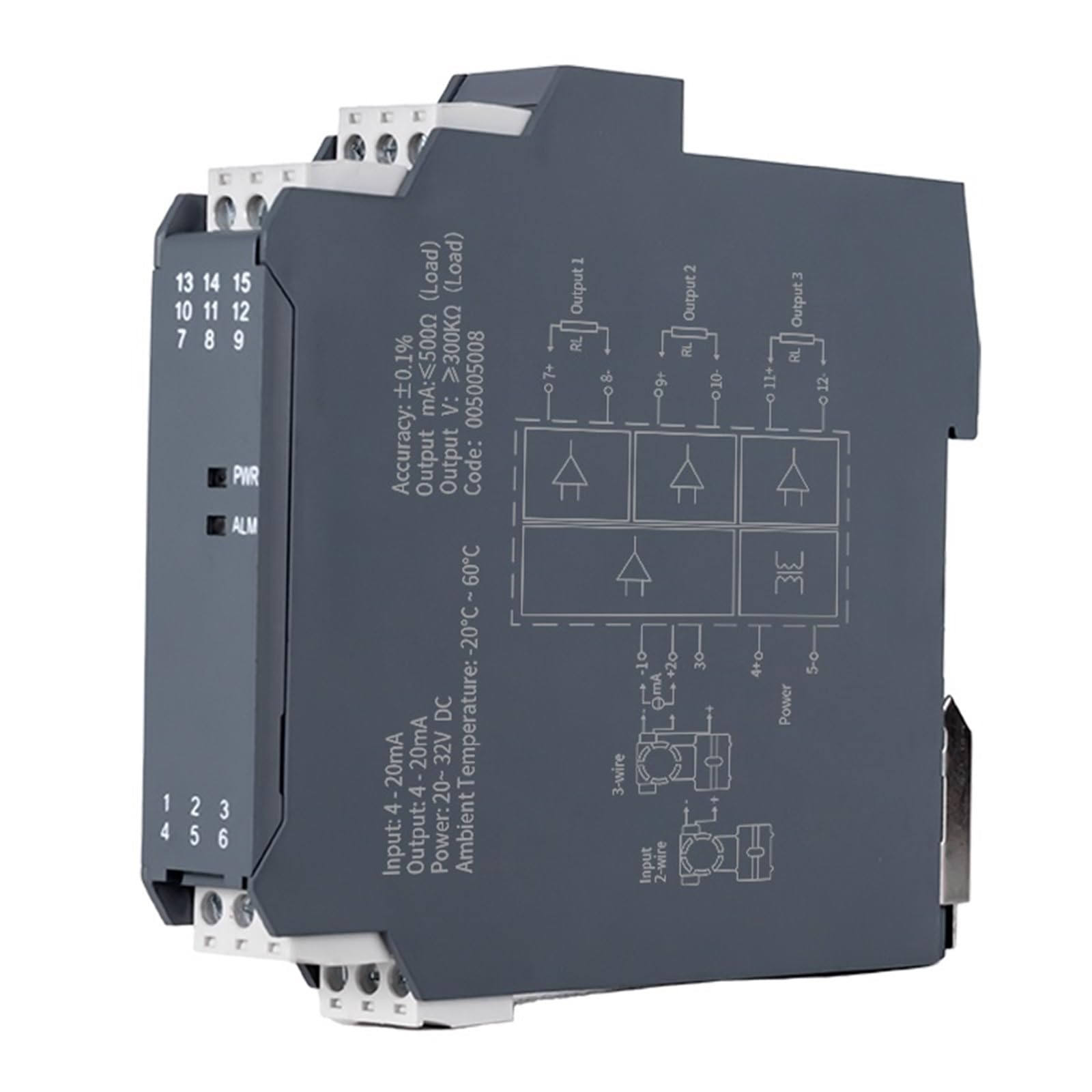 Aislador de señal CC 1 entrada 2 salida transmisor ultrafino voltaje de corriente 4-20mA 0-5V 0-10V convertidor aislador de salida(1 in 1 out,OUTPUT 4-20MA_INPUT 0-20MA_DC24V)