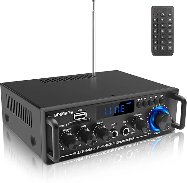Amplifier Home Audio Stereo Receivers with Bluetooth 5.0,Receicer for Speakers Max 800W, 2.0 Channel Stereo Amplifier System for Home Speakers, Karaoke,Garage,Home Amp/USB/SD/RCA/MIC in