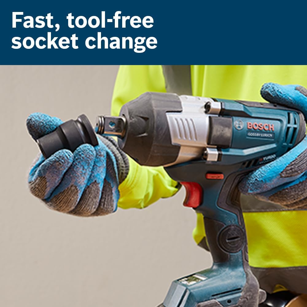 Bosch GDS18V-1180CN PROFACTOR 18V Connected-Ready 3/4 In. Impact Wrench with Friction Ring and Thru-Hole (Bare Tool)