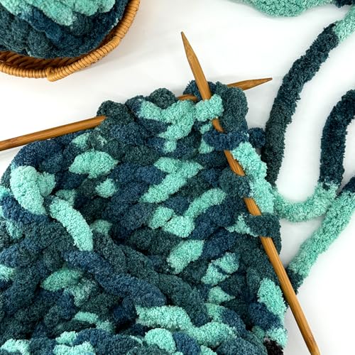 Image of 8 Jumbo Packs Chunky Chenille Yarn for Crocheting, 31.7 yds, 8 oz Each Skein Bulky Thick Fluffy Yarn for Knitting, Super Bulky Chunky Yarn for Hand Knitting Blanket, Soft Plush - Muti Sage Green