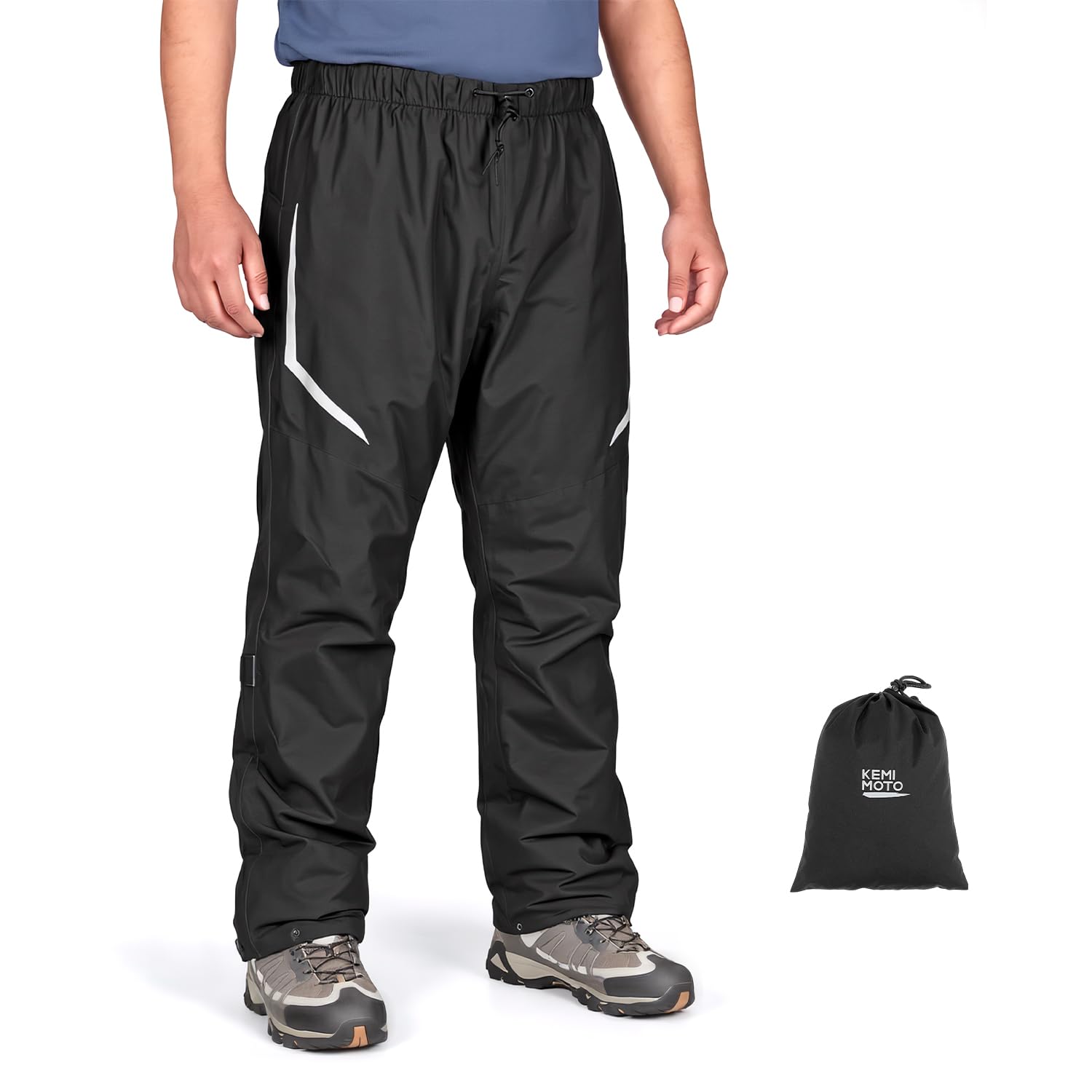 KEMIMOTO Pantalon de pluie imperméable pour homme, léger, coupe-vent, avec sac de transport, pantalon de pluie de vélo, pantalon d'extérieur pour la randonnée, le camping, le golf