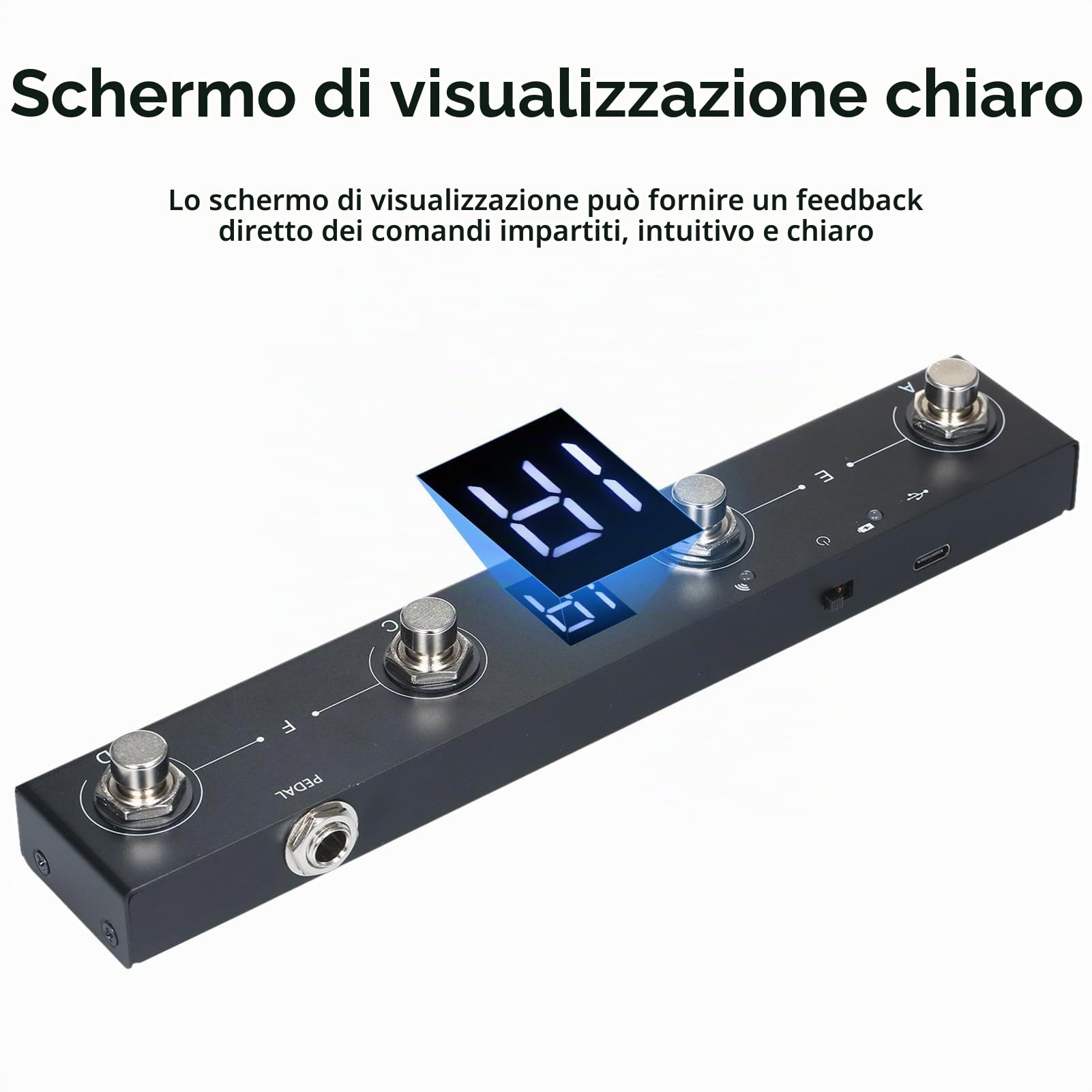 Pedale Midi senza fili,Cioccolato BT Controller Midi Wireless Ricaricabile 4 Pulsanti Pedale Controller Midi Portatile Controllo App Pedale