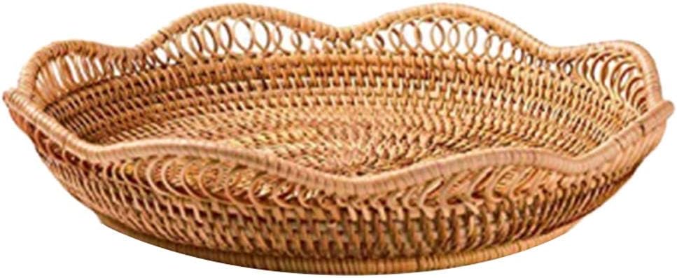 Handmade Wicker Woven Storage Basket,Restaurant Bread Basket Fruit Vegetables Food Serving Display Basket