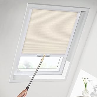 MiLin Skylight Shades Cordless Cellular Blinds for Window Shades Suitable for Roof Inclined Plane Room Windows - Custom Cut to Size (Light Filtering Creamy)