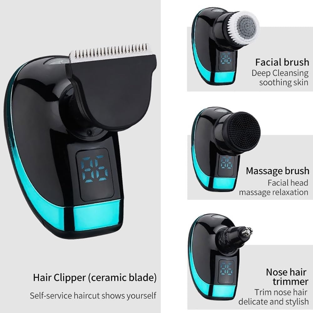 GeRRiT Rasoi elettrici for uomo, 5 in 1 Rasoio elettrico professionale Rasoio elettrico ricaricabile for uomo Rasoio da barba Wet-Dry Dual Use Macchina da barba impermeabile