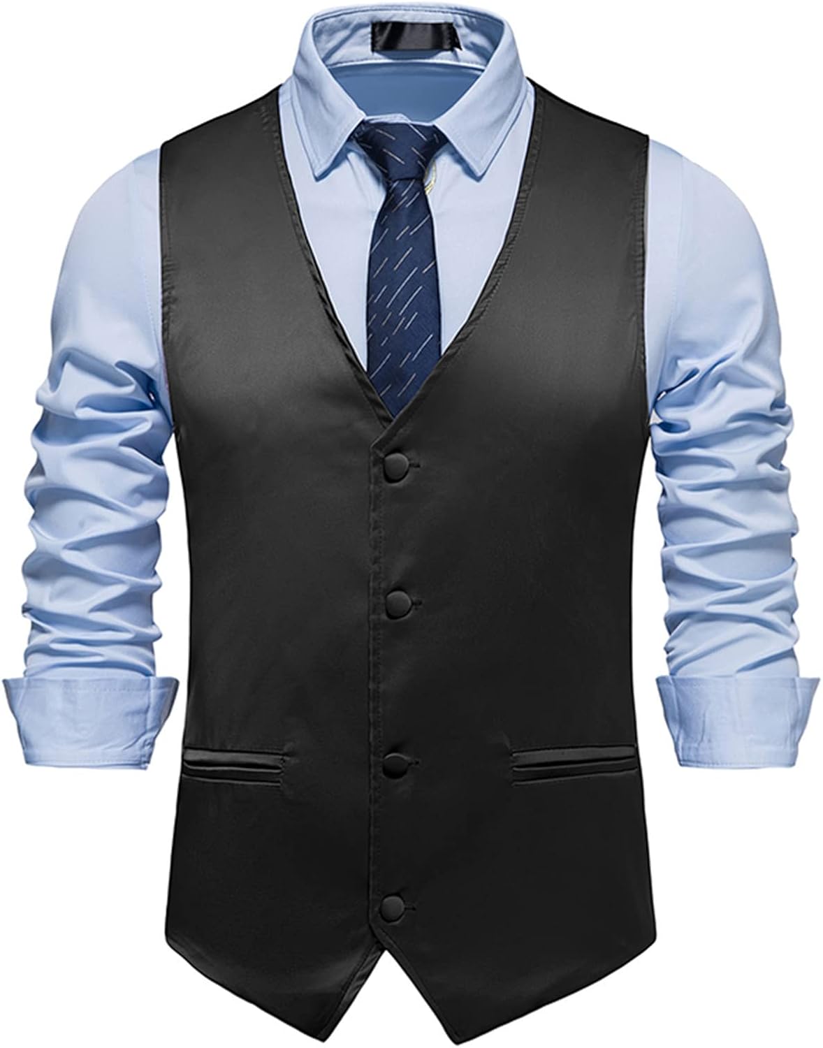 Men Formal Suit Vest Slim Fit Casual VNeck Single Breasted Business