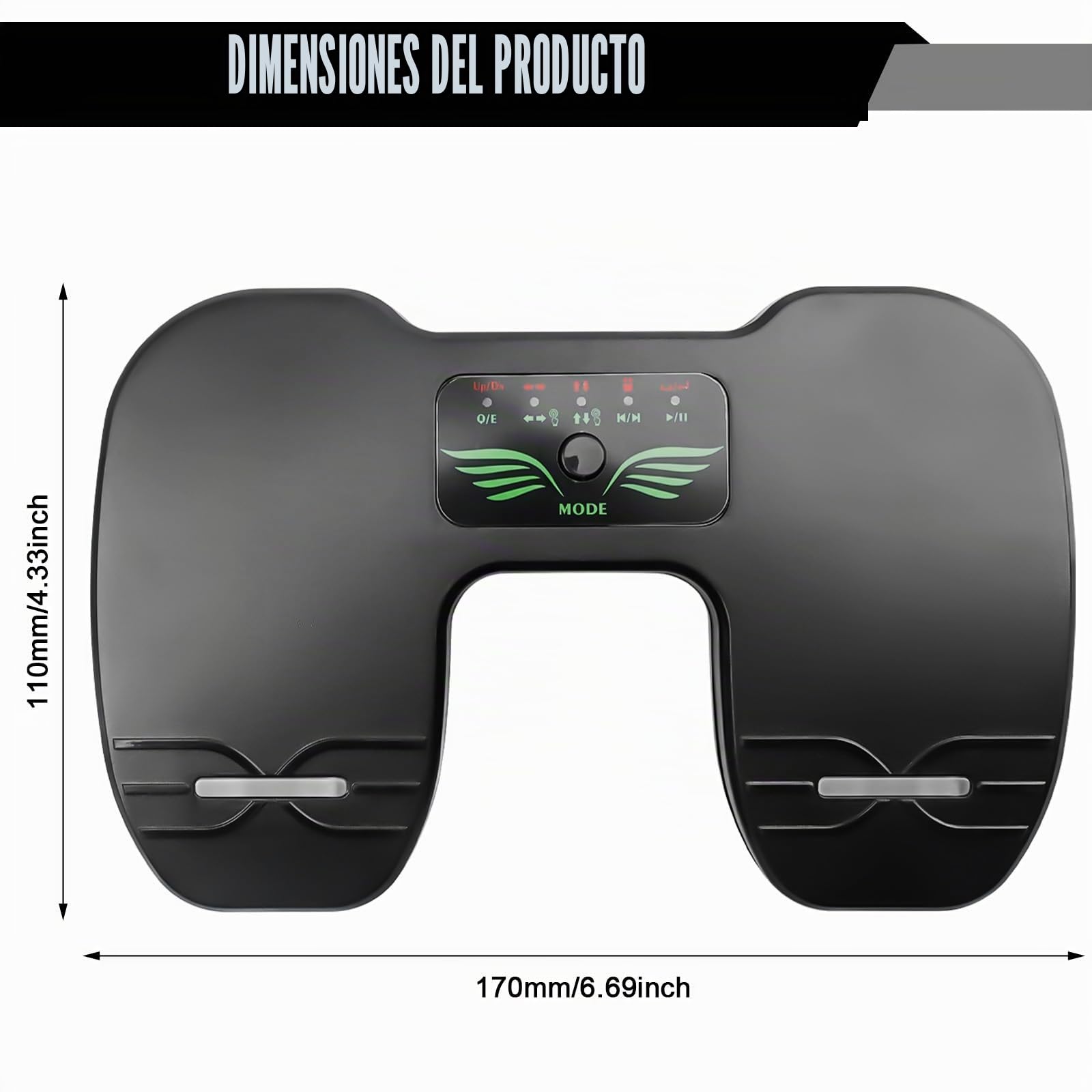 Pedal de giro de página Bluetooth, pedal de giro de página inalámbrico, interruptor de pie multifuncional, controlador de lectura de música recargable para tabletas, teléfonos inteligentes (negro)