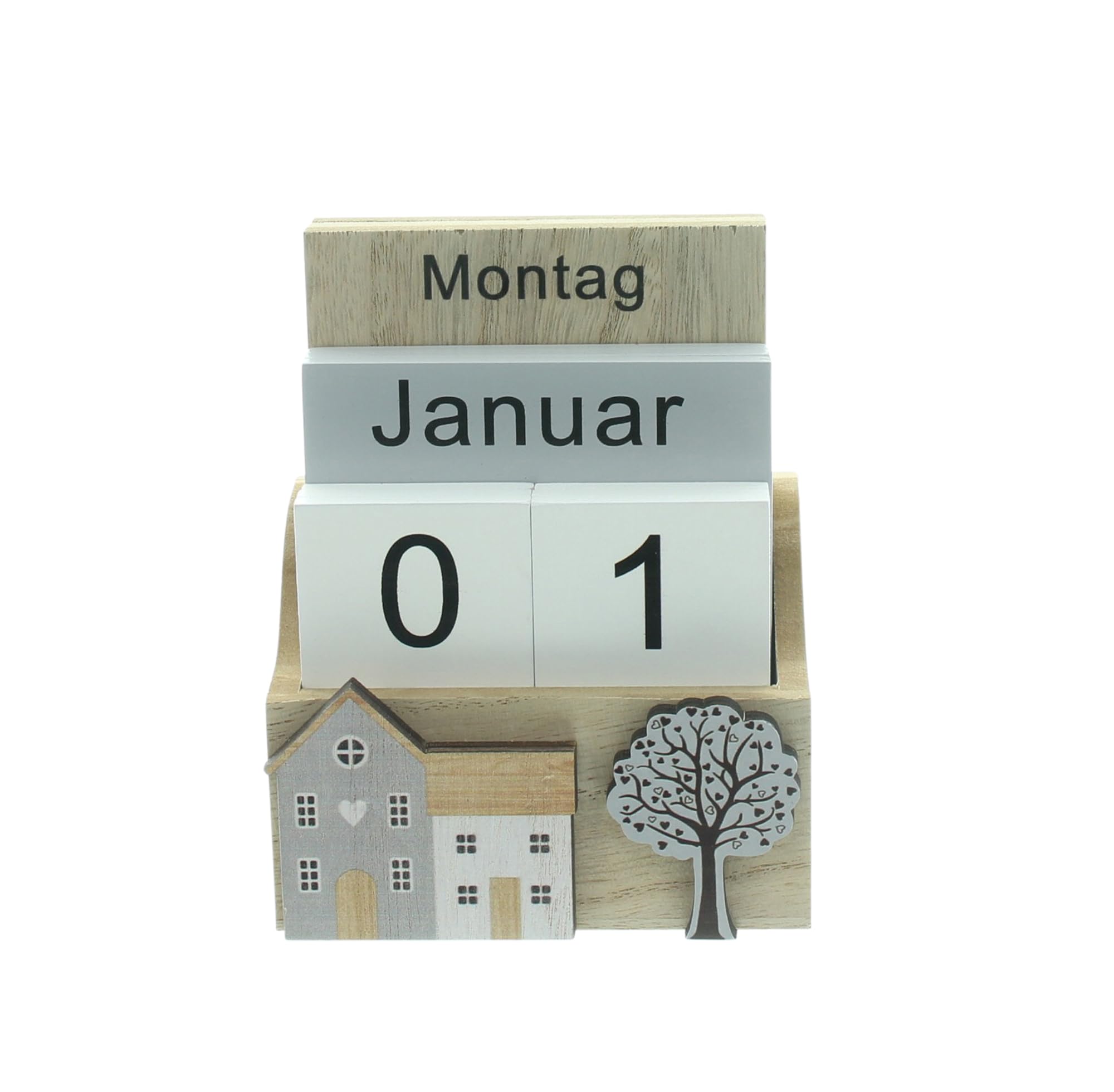 FRANK FLECHTWAREN Desk Calendar Home MDF Wood Dimensions: 11 x 6 x 14 cm