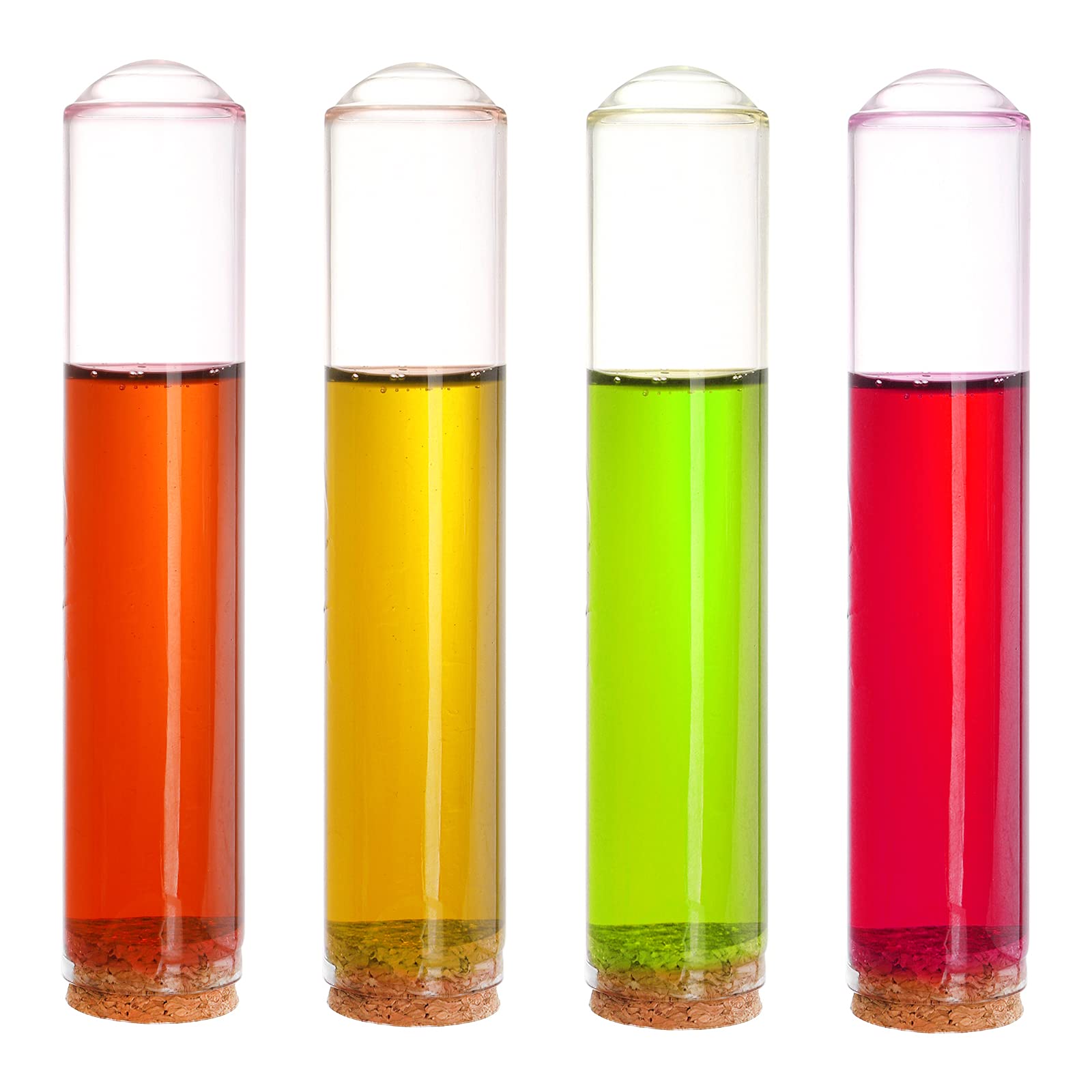 Bekith 24 tubos de ensayo de vidrio transparente de 80 ml con tapones de corcho y 2 cepillos, tubo de prueba de vidrio de 25 x 200 mm para sal de baño, almacenamiento de dulces, plantas
