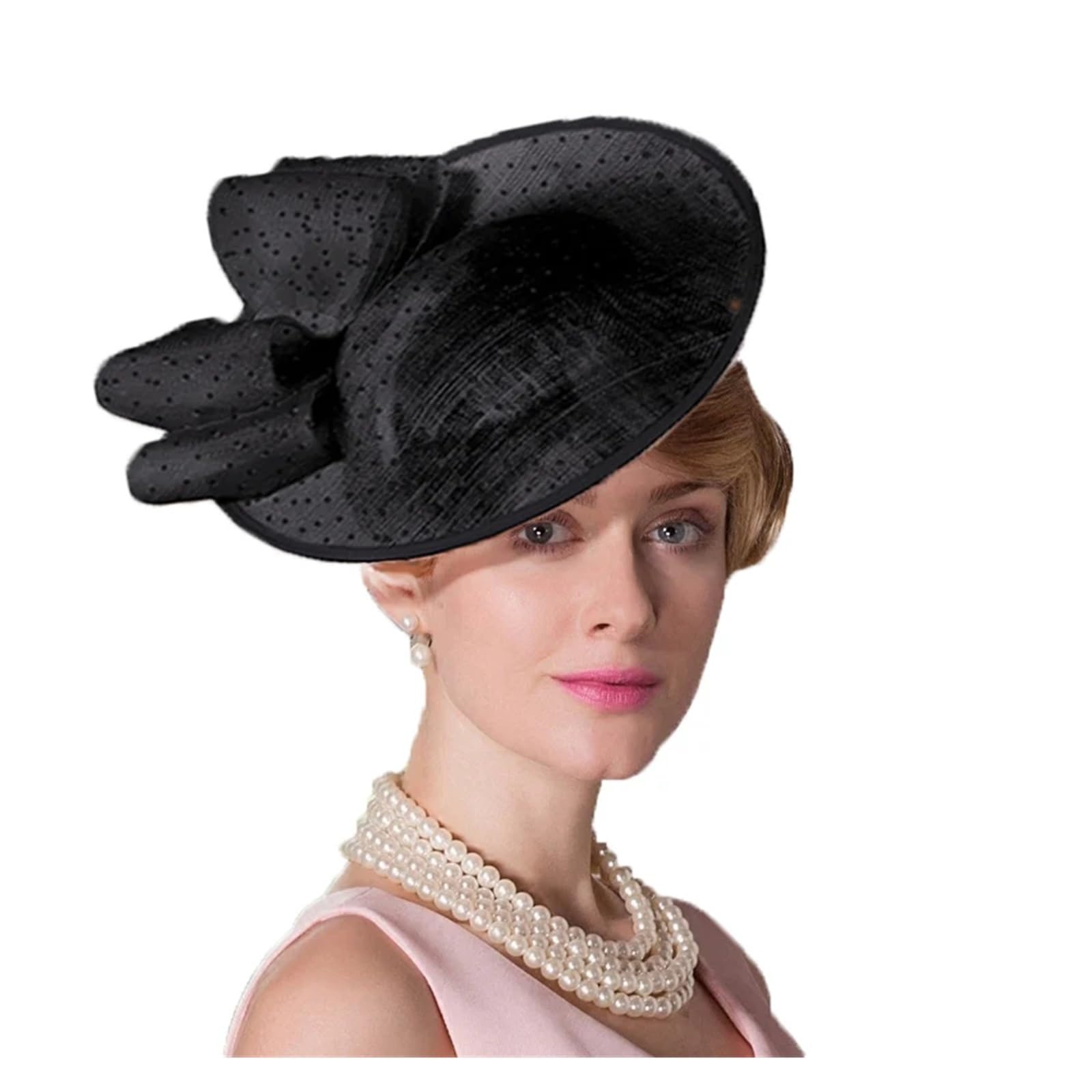 Cappello Da Sposa Per Donna Fascinator for donna, elegante cappello a tamburello in lino rosa, cappelli da cerimonia for matrimoni reali