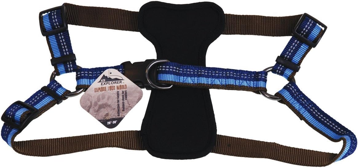 K9 Explorer Sapphire Reflective Adjustable Padded Dog Harness - Fits 20-30 Girth