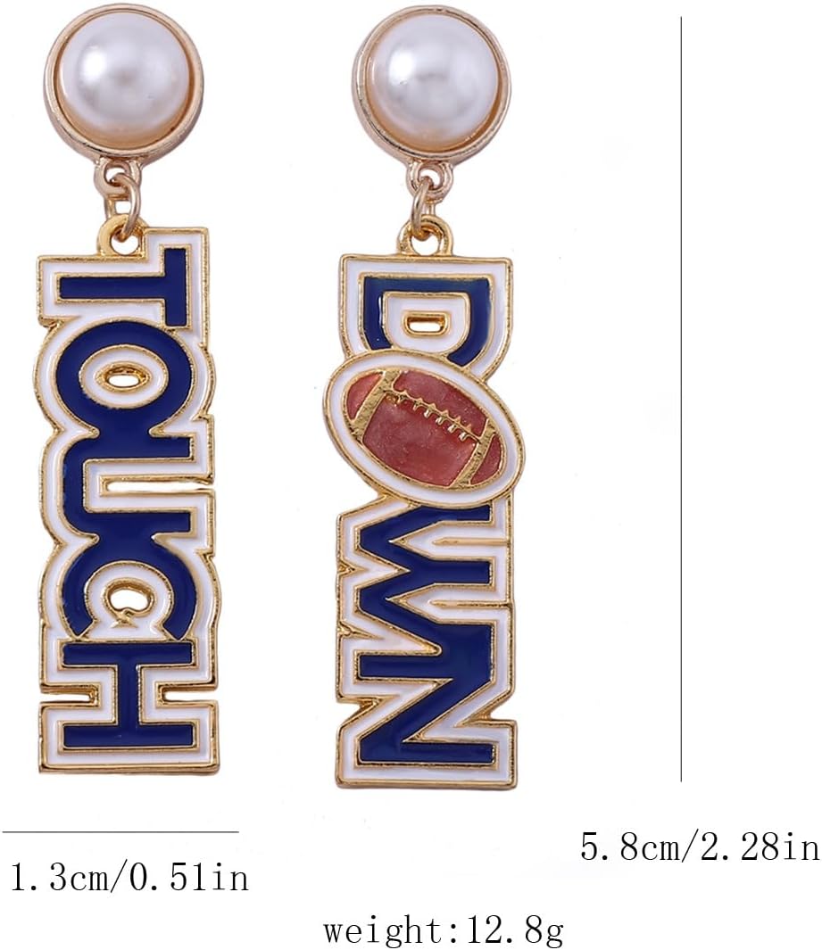 Game Day Earrings for Women Football Touch Down Letter Statement Earrings Cheer Accessories Football Dangle Earrings Decor - Image 4
