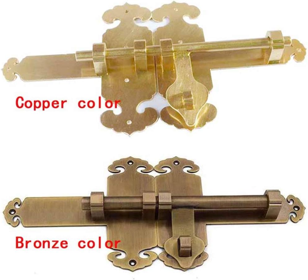 Security Solid Brass Sliding Double Door Bolt Wood Garden Gate Door Latch 32CM Length Antique Sliding Gate Locks (Color : Bronze) (Copper Color)