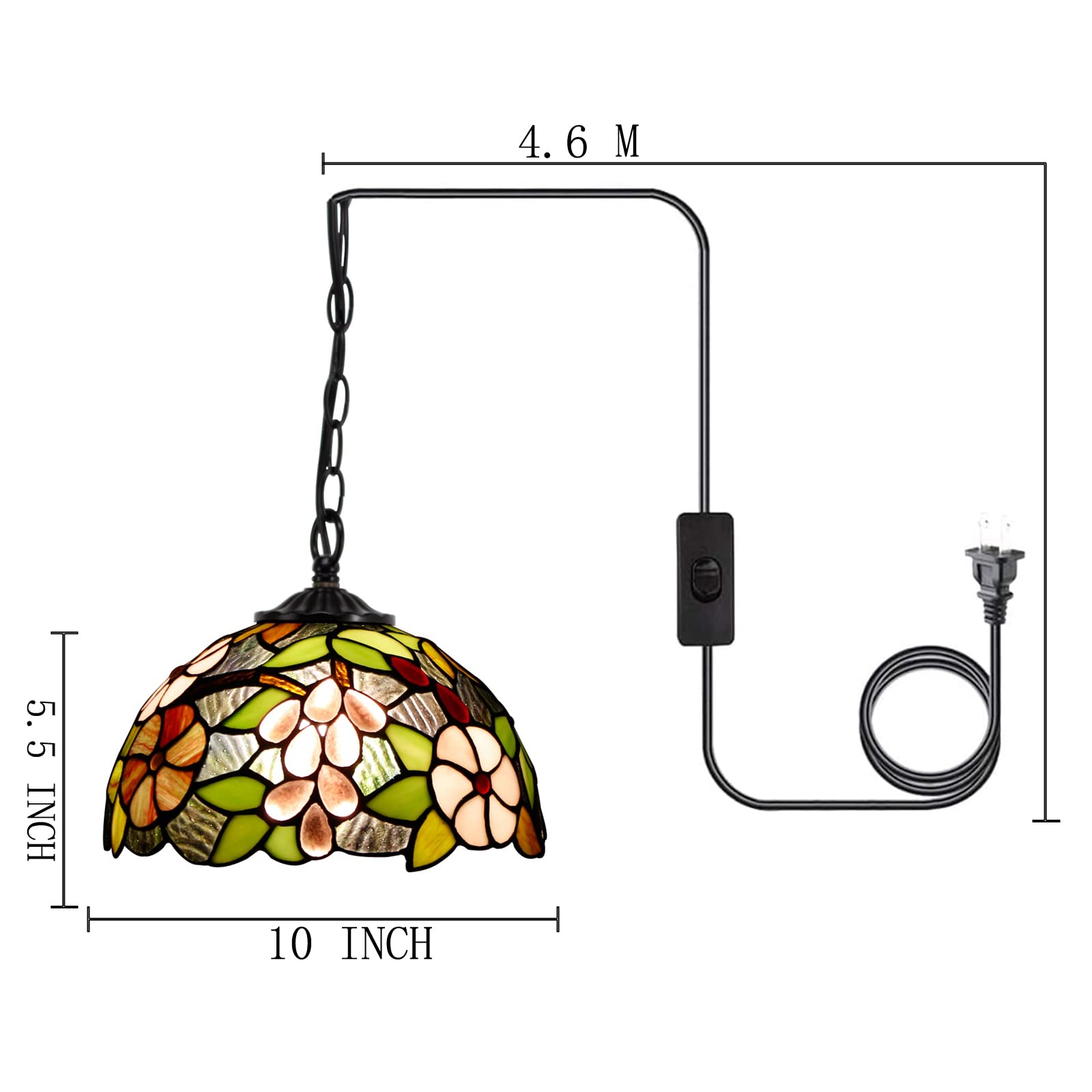 AVIVADIRECT Tiffany Pendant Light 10 Inch Stained Glass Green