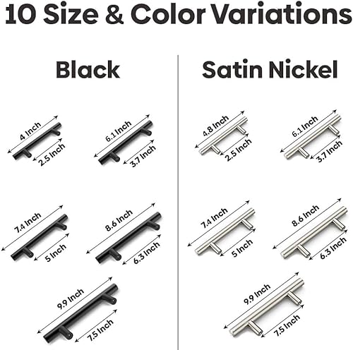 Miniatura 6 de Home & Beyond - 10 tiradores de níquel cepillado para gabinetes, mango de 4.8 pulgadas (4.882 in), distancia entre tornillos de 2.5 pulgadas,