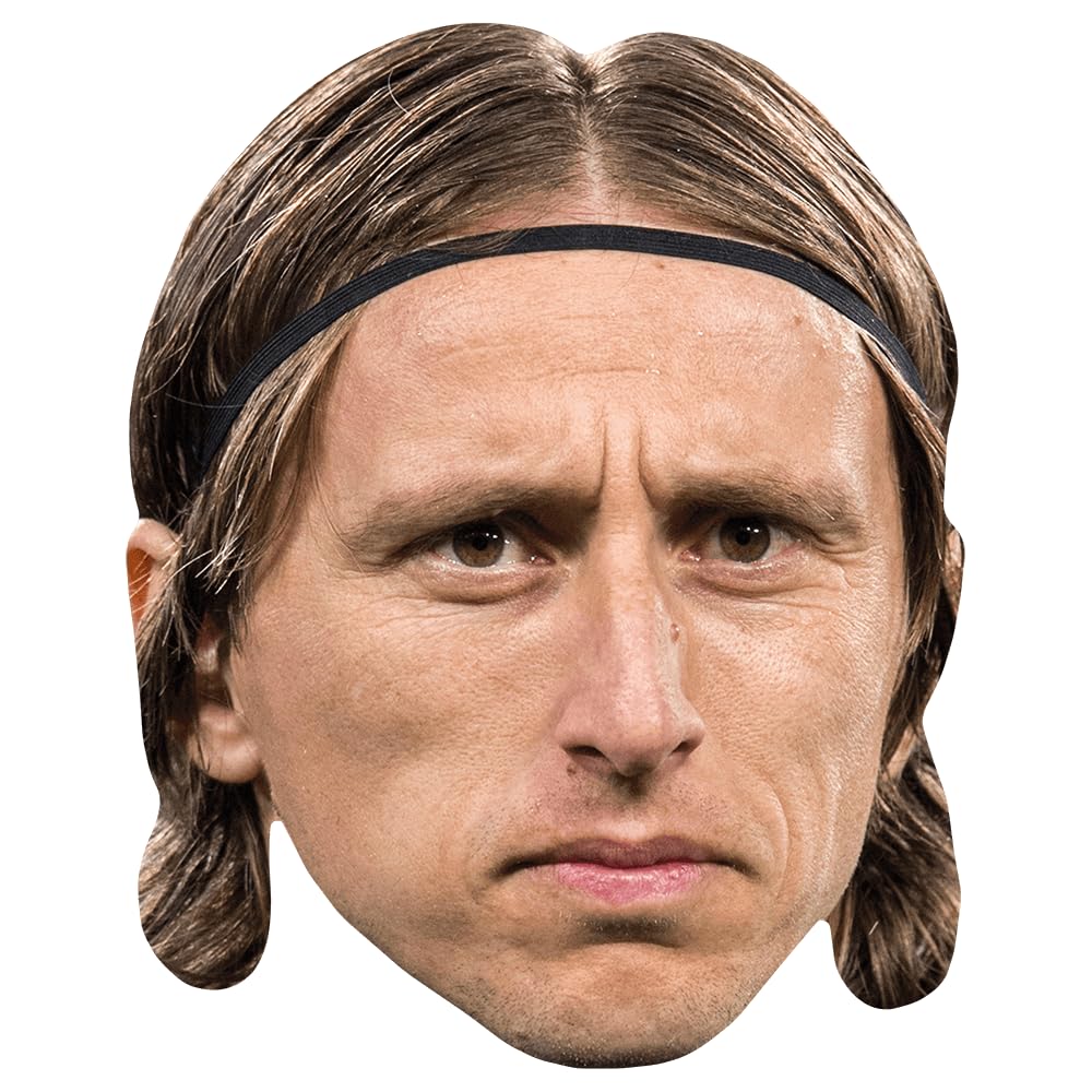 Celebrity Cutouts Lifelike Luka Modrić (Long Hair) Celebrity Mask, Flat Card Face, Fancy Dress Mask