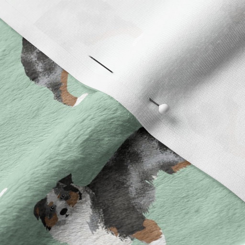 Spoonflower Fabric - Australian Shepherds Dogs Mint Aussie Cute Sweet Breeds Shepherd Printed on Minky Fabric by The Yard - Sewing Baby Blankets Quilt Backing Plush