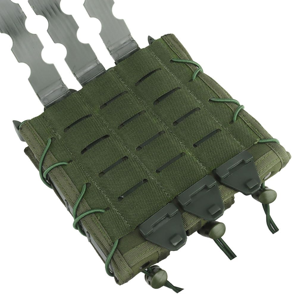 Triple Extended MP5 MP7 Mag Pouch, 3 Molle Long 9mm Tactical Magazine Holster Quick Pull Flashlight Holder Belt Vest Mount