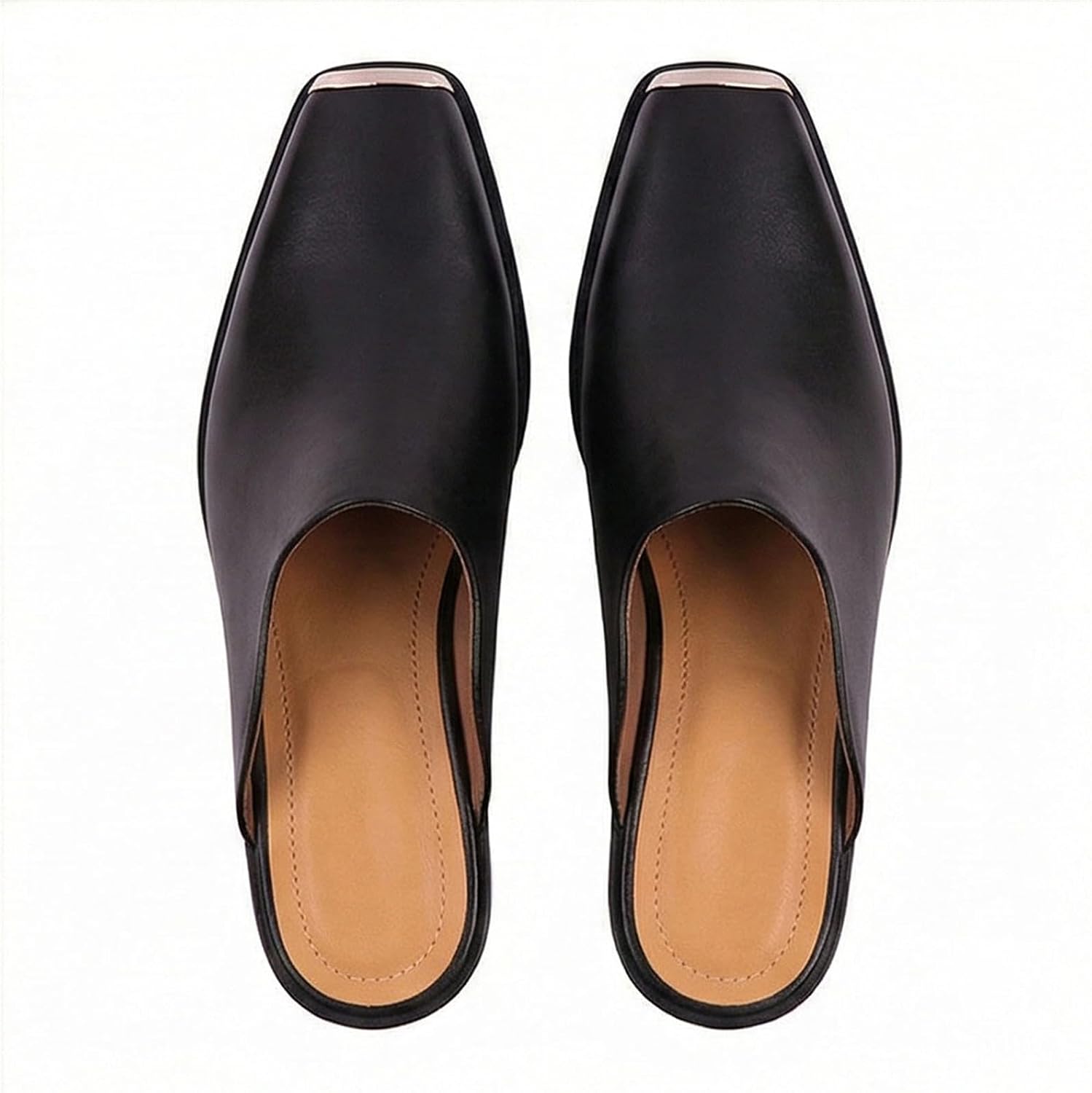 Santimon Men's Top-Grain Leather Mules, Handmade Slip-On Dress Casual Loafers with Metal Toe Cap, Cuban Heel Backless Shoes for Wedding, Office,Party & Night Out