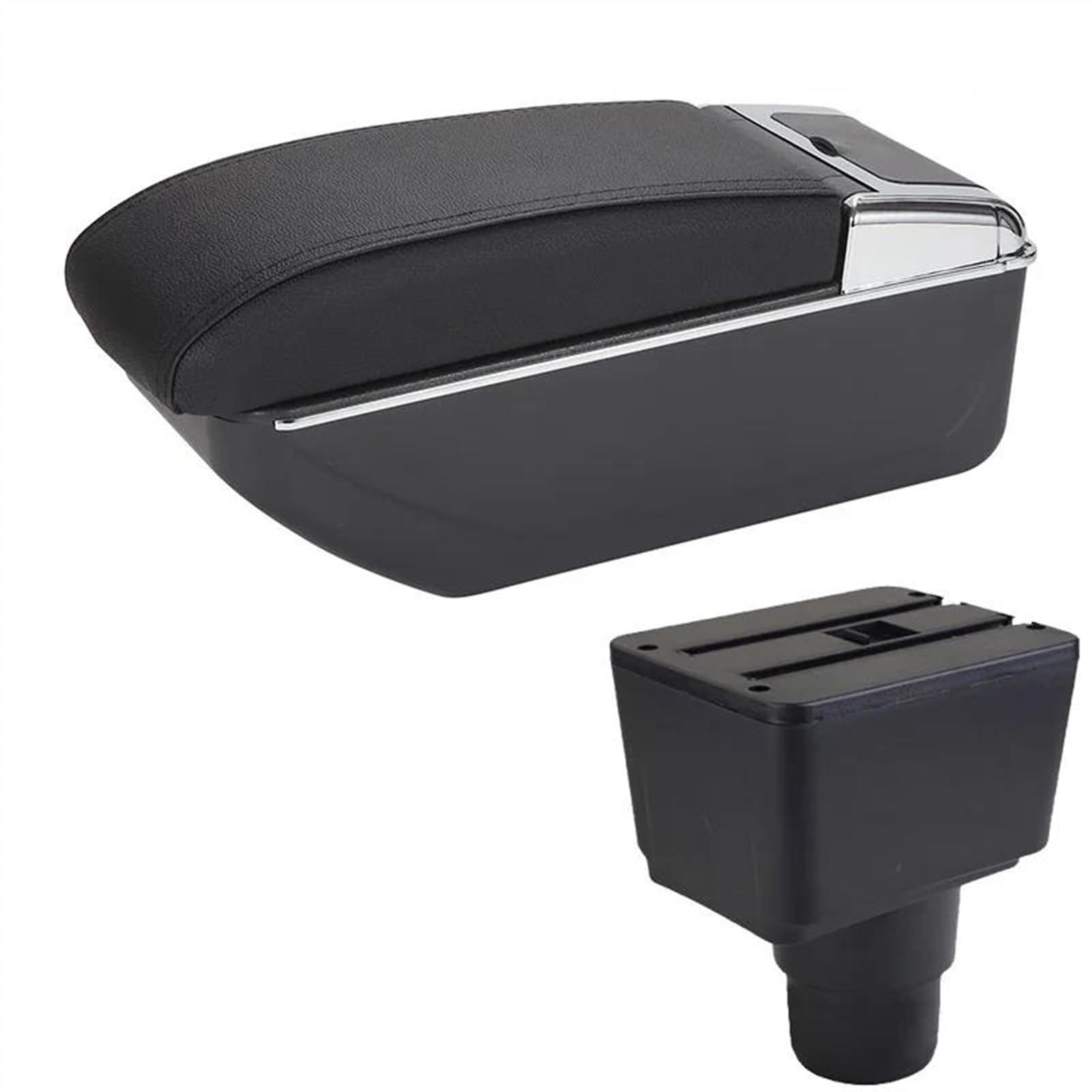 NOHEEU Car Armrest Box Accessories Interior Details Retrofit Storage For EcoSport 2018-2021(D2 Black line No USB)