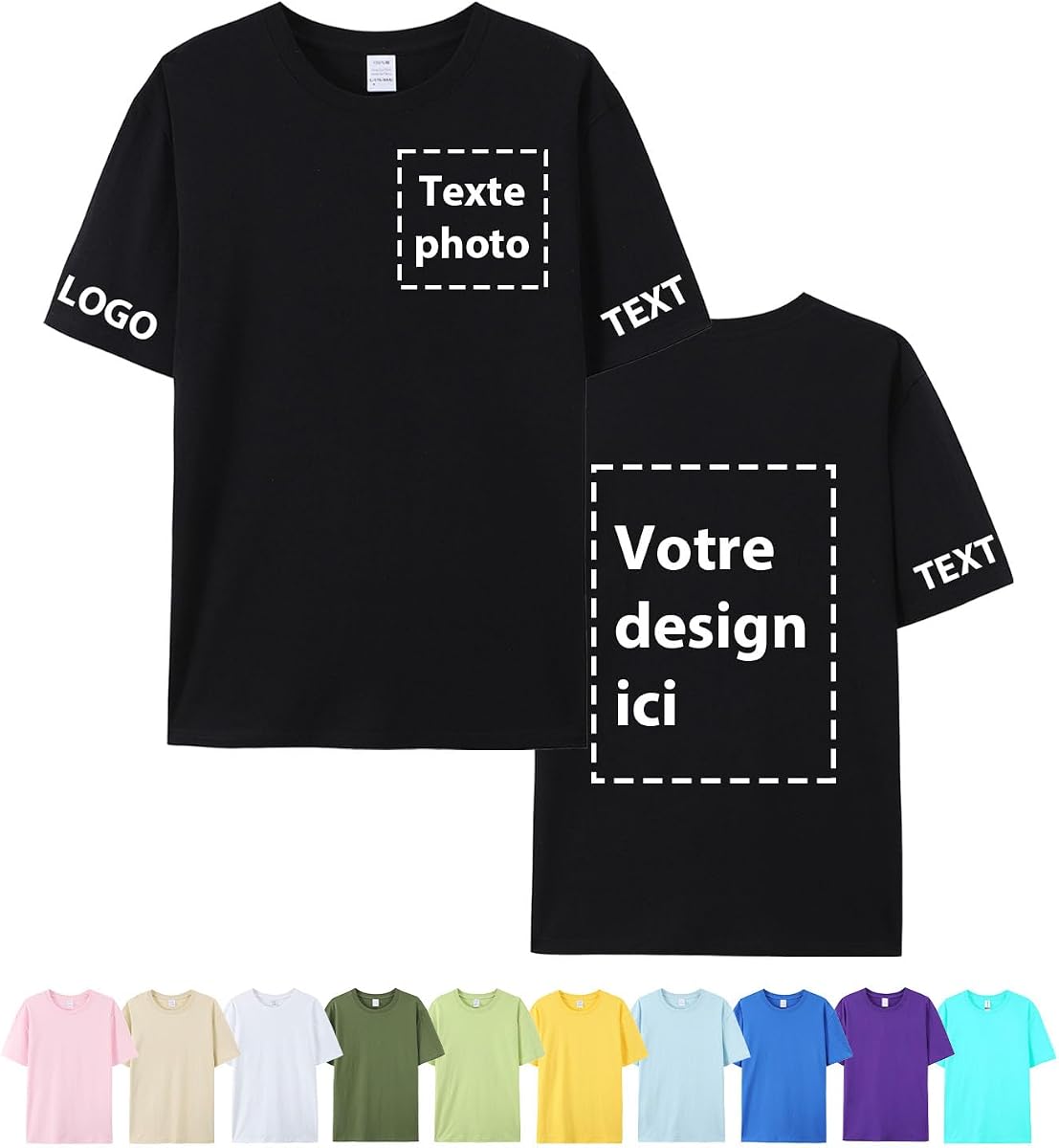 COOZEBRA Chemise personnalisée pour Hommes Femmes concevoir Votre Propre Avant arrière Imprimer Photo personnalisé T-Shirts 1 (Style 1 Manches Longues) (Style 1)