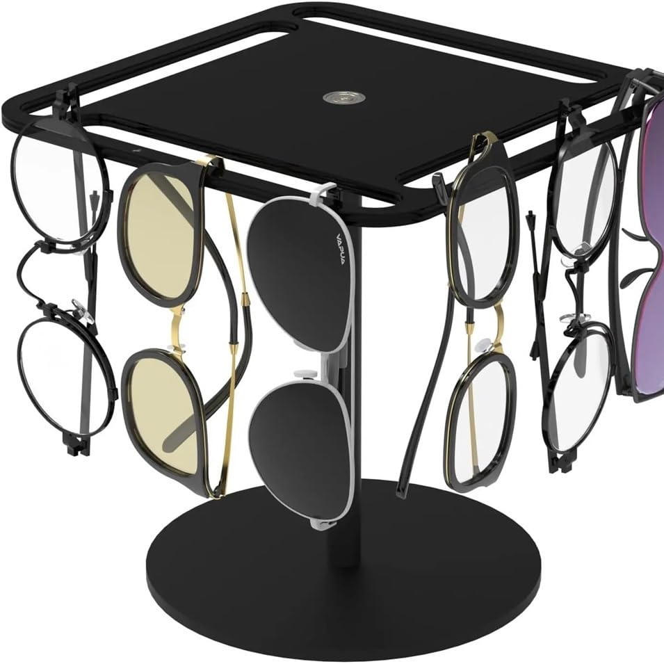Porte-lunettes rotatif en acrylique noir | Présentoir de comptoir grand modèle