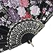 BABEYOND 8pcs Floral Folding Hand Fan Vintage Handheld Lace Folding Fan with Different Flower Patterns Fabric Folding Fan for Wedding Dancing Party (Color Random Selected with Chinese rose)