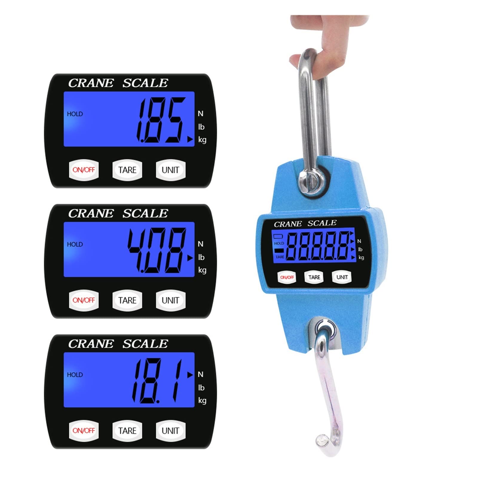 300 kg mini waga dźwigowa przenośna elektroniczna cyfrowa przemysłowa LCD Heavy Duty wiszące wagi hakowe,Precyzyjne Ważenie(Blauw)