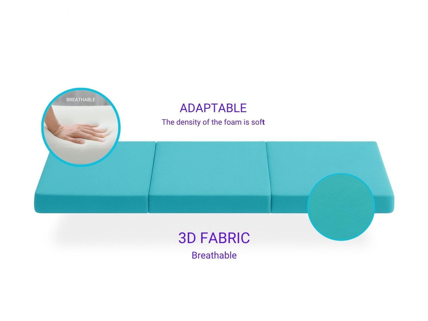 SONHO Colchón Plegable de Cuna de Viaje Bambi – Espuma HR D23, 120x60 cm, Grosor 5 cm, Tejido 3D Transpirable y Confortable