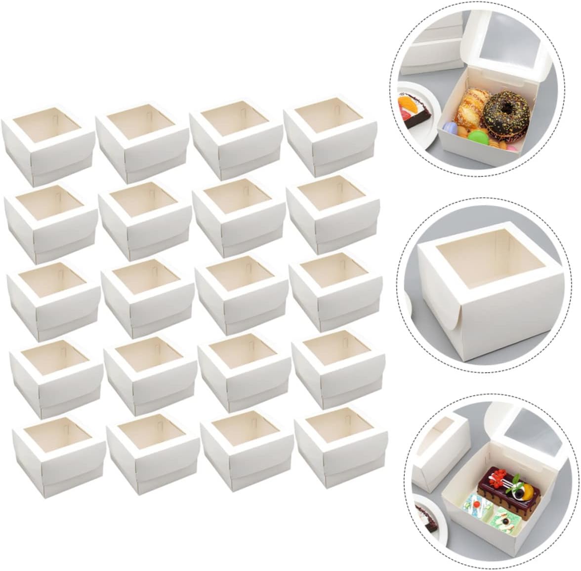 Garneck 20pcs Transparent Window Cake Boxes for and Cookies Food-grade High Baking Packaging for Parties and Events Safe and Convenient Dessert Storage