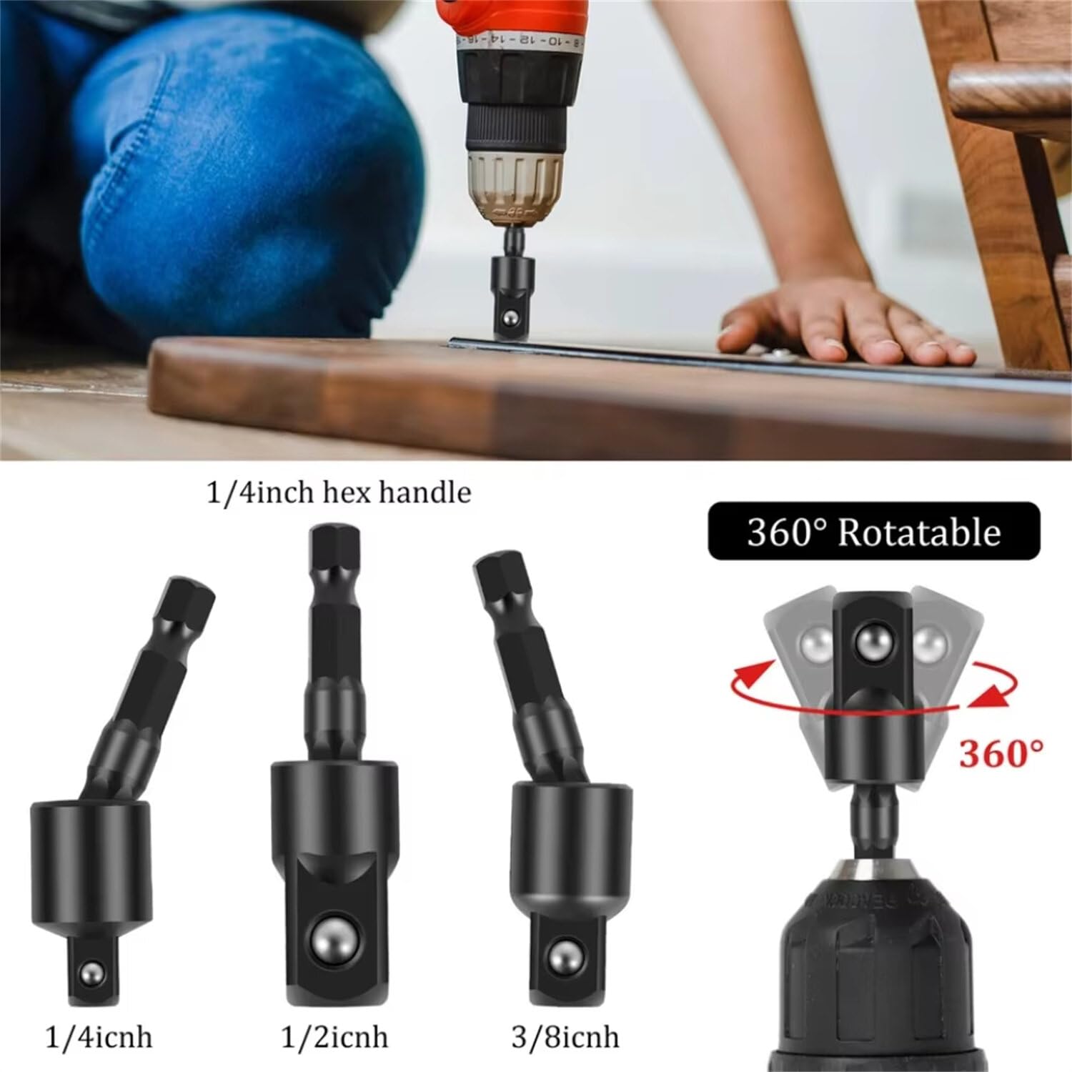 VIDOO Zestaw Przedłużek Elastycznych do Wiertarki 31szt Adapter Kątowy Hex