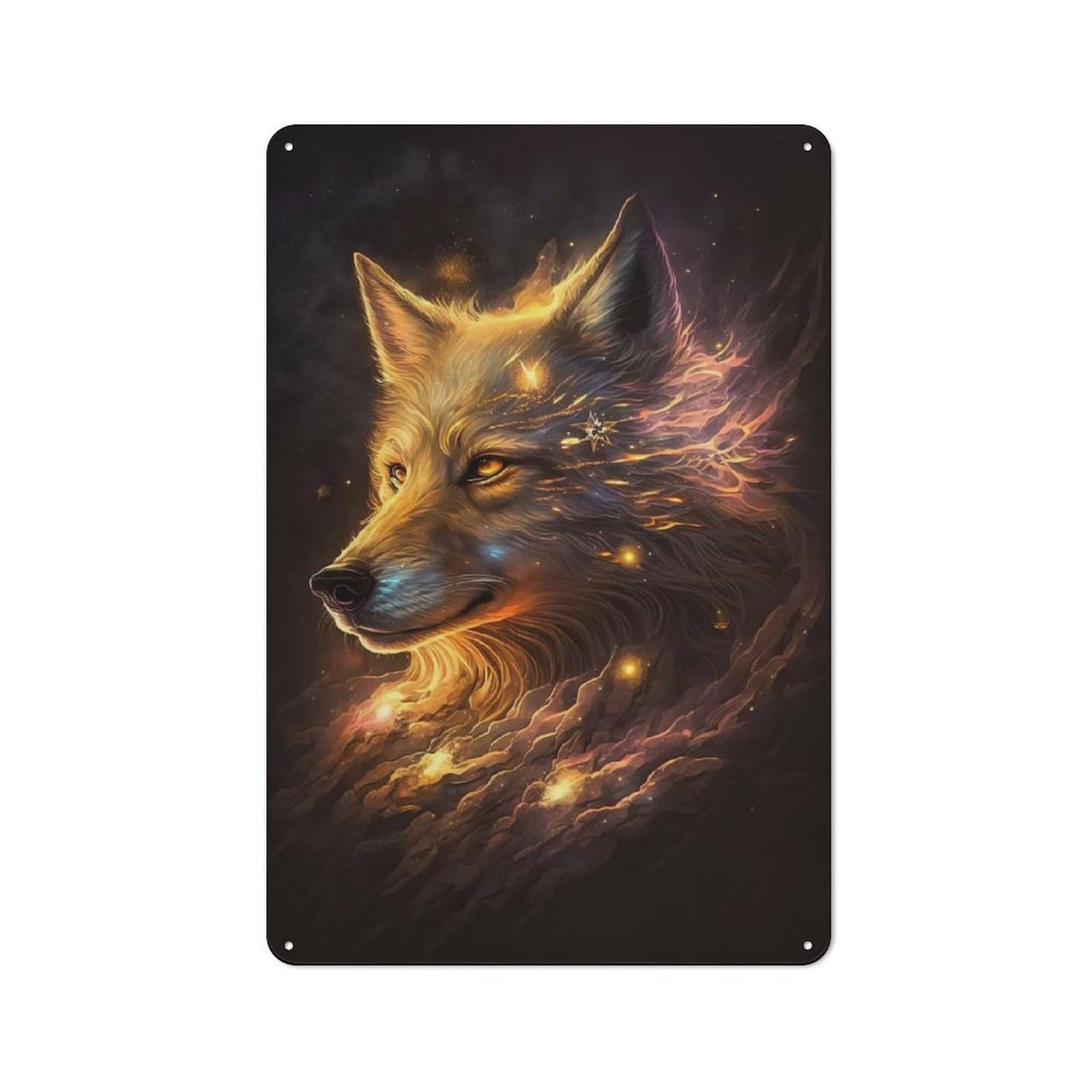 Metal Sign 30x20cm with Nebula Wolf V7 for Garage Wall, Vintage Decor, Winter Wall Decor for People Furnishing A Garage