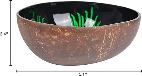 Miniatura 8 de ChezMax Tazón de Cáscara de Coco Natural con Concha de Nácar Incrustada para Mesa de Entrada - Contenedor Redondo de Almacenamiento para Llaves,