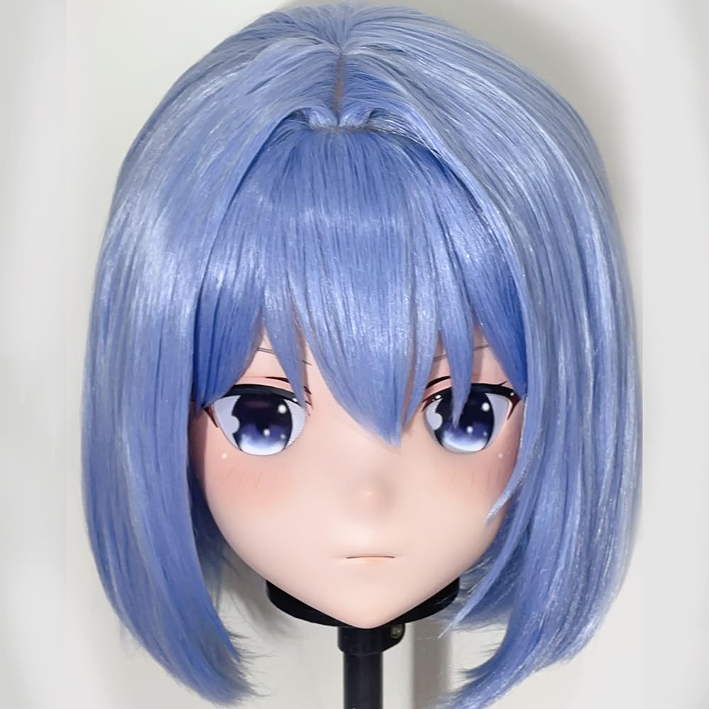 二次元美少女全頭マスク」カツラ＆ロック付き コスプレ・着ぐるみ用 全