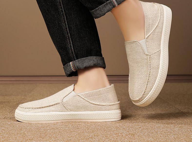 Men's Slip on Shoes, Casual Breathable Boat Sneakers with Arch Support Lightweight Mesh Beach Loafers for Driving Walking Skate4