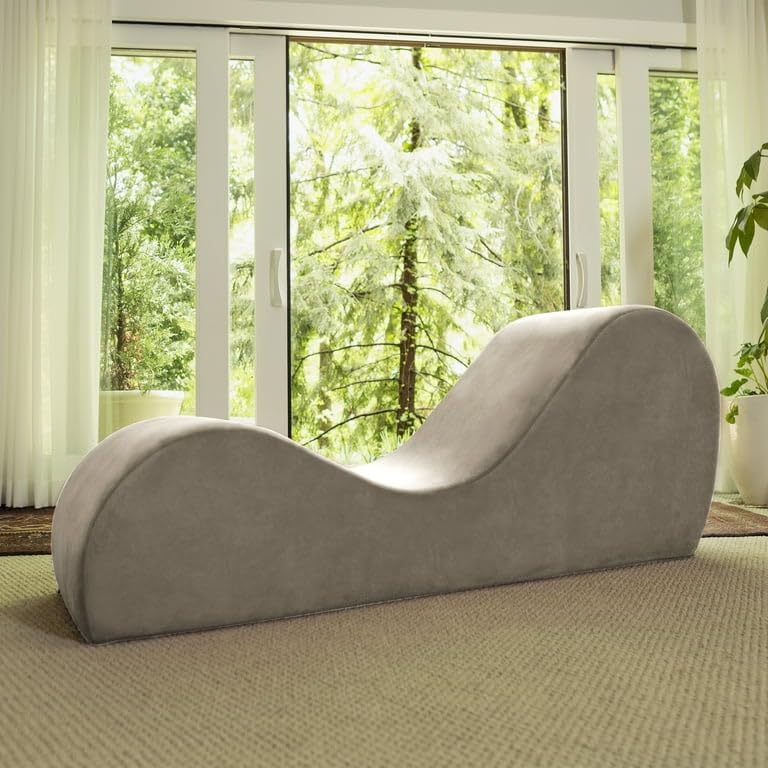 Image of Wooden Luxury Yoga Lounge Chair | Premium Chaise Lounge Sofa with Velvet Upholstery | Living Room, Bedroom & Reading Lounge Furniture | White