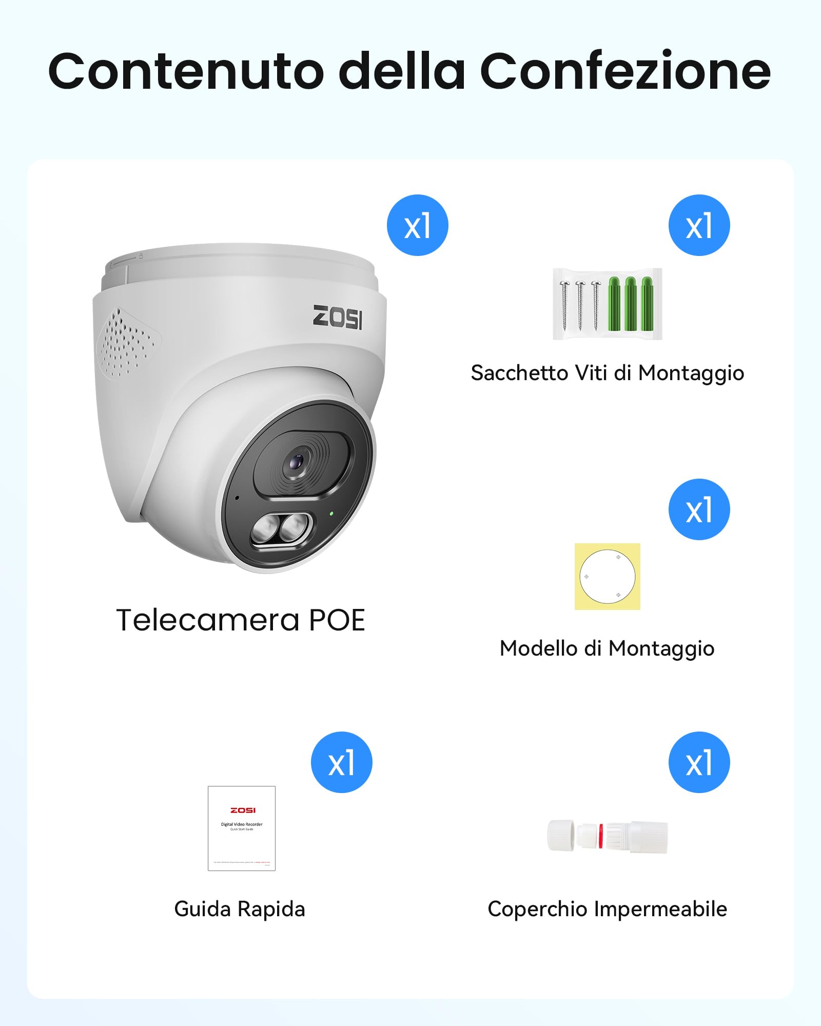 ZOSI 8MP PoE Telecamera di Sorveglianza Esterna, Rilevamento Persone/Veicoli, Visione Notturna IR 30 m, Compatibile SOLO con NVR PoE 4K della ZOSI, C220