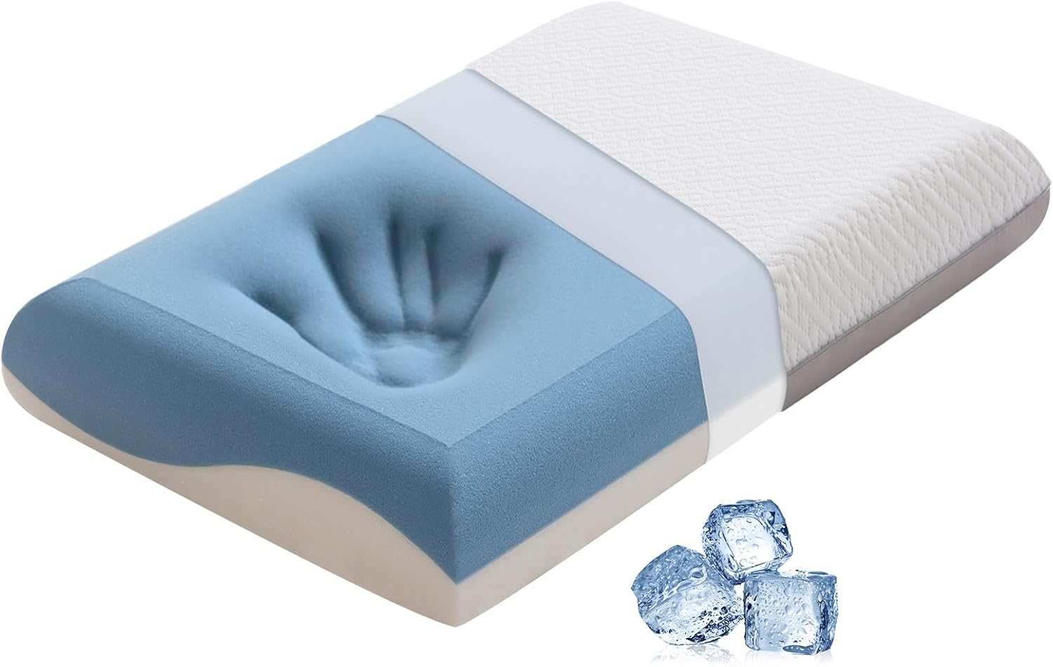 Memory Foam Firm Pillows for Sleeping, 4.7'' Orthopedic Cervical Neck Pillow with Two-Sided Reversible Cover,Medium Firm Gusseted Gel Pillows for Back & Side Sleepers