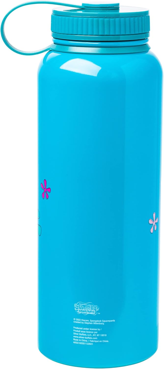 Silver Buffalo Spongebob Squarepants Sup, Fishes? Stainless Steel Water Bottle With Twist Lid, 42 Ounces - Image 2